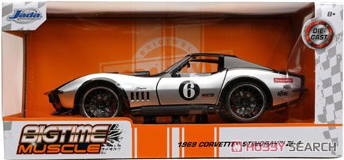 1969 Chevy Corvette Stingray Glossy Black/Silver (Diecast Car) Package1