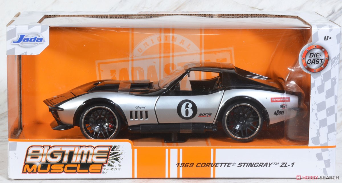 1969 Chevy Corvette Stingray Glossy Black/Silver (Diecast Car) Package2