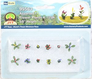 95563 (HO) Assorted Flower Plants 4 (12 Pieces) (Model Train)