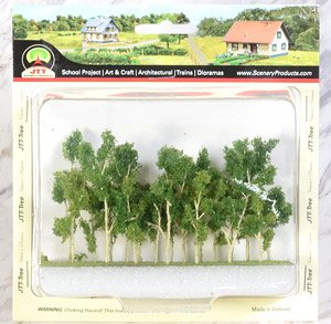 95619 (N) Woods Edge Trees Pastel Green, 15/pk 2``-2-1/2`` Height (5cm, 6.4cm) (15 Pieces) (Model Train)