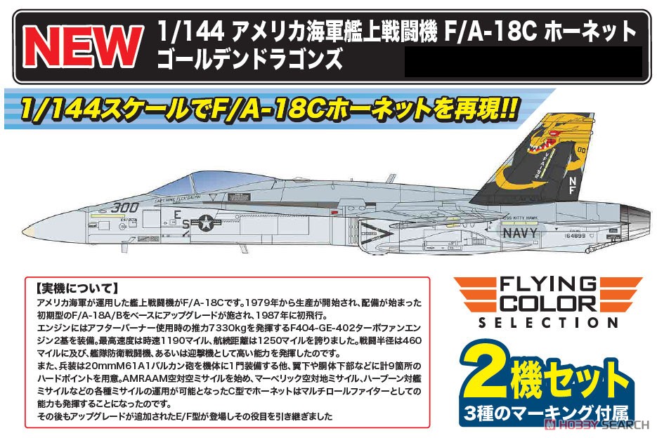 アメリカ海軍艦上戦闘機 F/A-18C ホーネット ゴールデンドラゴンズ (2機セット) (プラモデル) その他の画像1