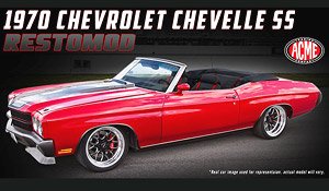 1970 Chevrolet Chevelle SS Restomod Bright Red with Gunmetal Grey Stripes (Diecast Car)