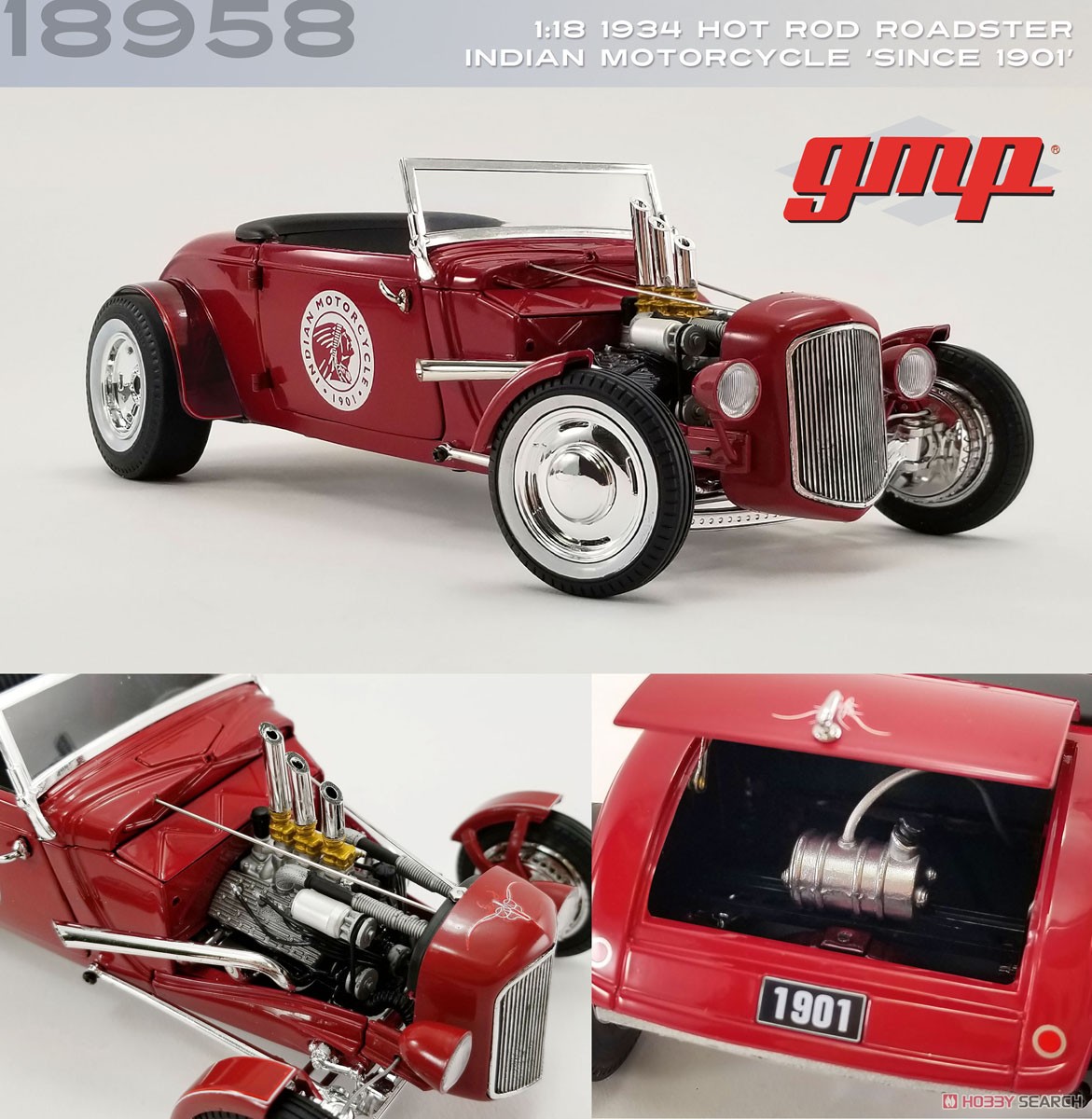 1934 Hot Rod Roadster - Indian Motorcycle `Since 1901` (ミニカー) 商品画像8