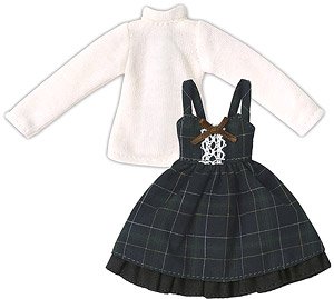 Girly Jumper Skirt Set (Green Check) (Fashion Doll)