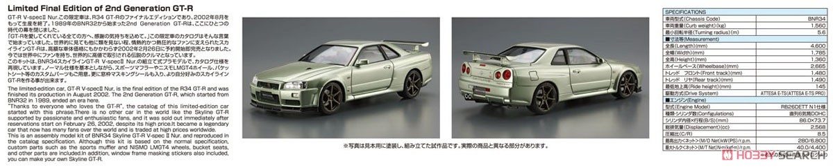 ニッサン BNR34 スカイラインGT-R V-specII Nur.`02 (プラモデル) その他の画像2