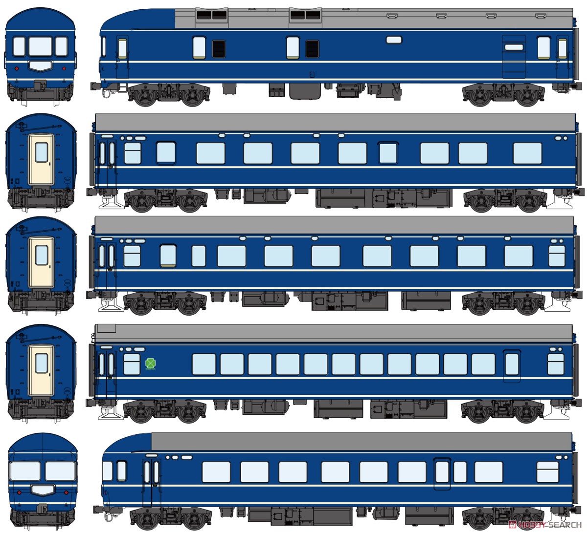 16番(HO) 国鉄 20系客車 殿様あさかぜ 基本5両セット (5両セット) (塗装済み完成品) (鉄道模型) その他の画像1