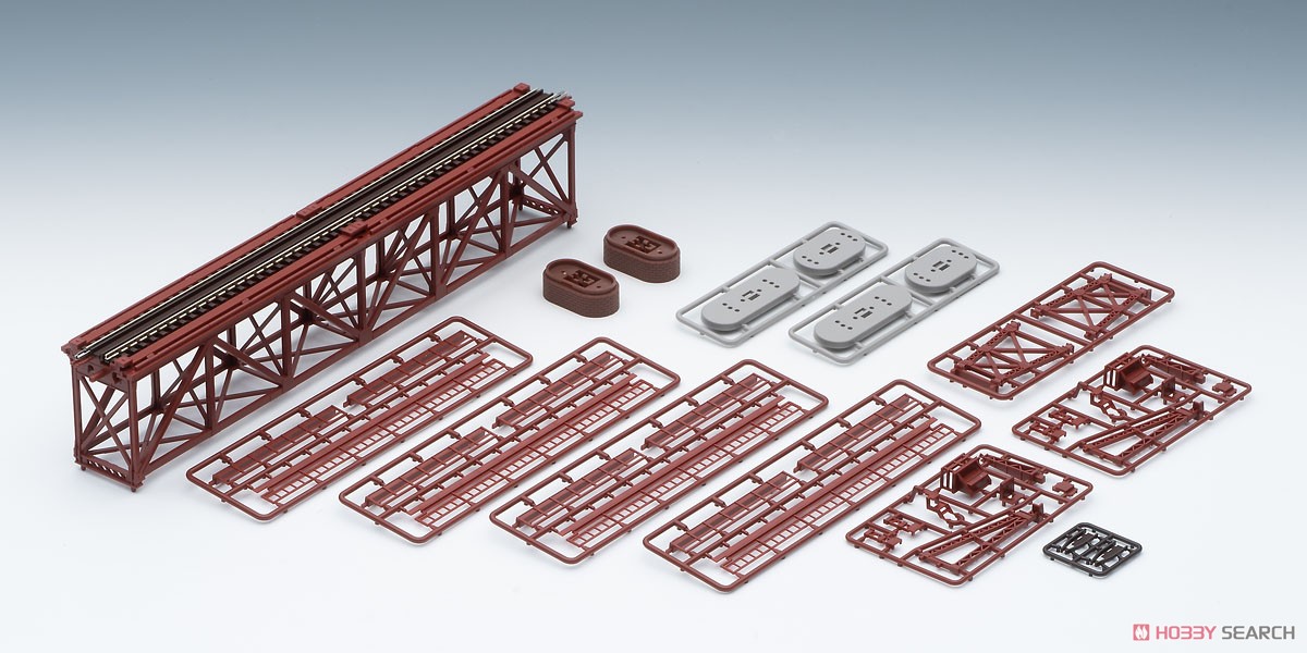 Fine Track 上路式単線トラス鉄橋 S280(F) (赤) (れんが橋脚・2本付) (鉄道模型) 商品画像1