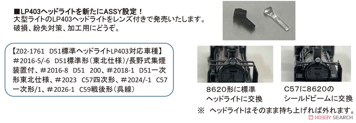 【Assyパーツ】 D51標準ヘッドライト LP403 (10個入り) (鉄道模型) その他の画像1