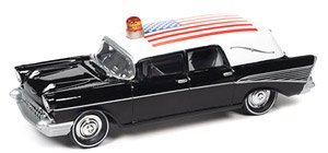 1957 Chevy Hearse `U.S.A.FLAG` Black/White (Diecast Car)