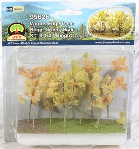 95626 (HO) Woods Edge Trees Beige Green, 9/pk 3``-3-1/2`` Height (7.6cm-9cm) (9 Pieces) (Model Train)