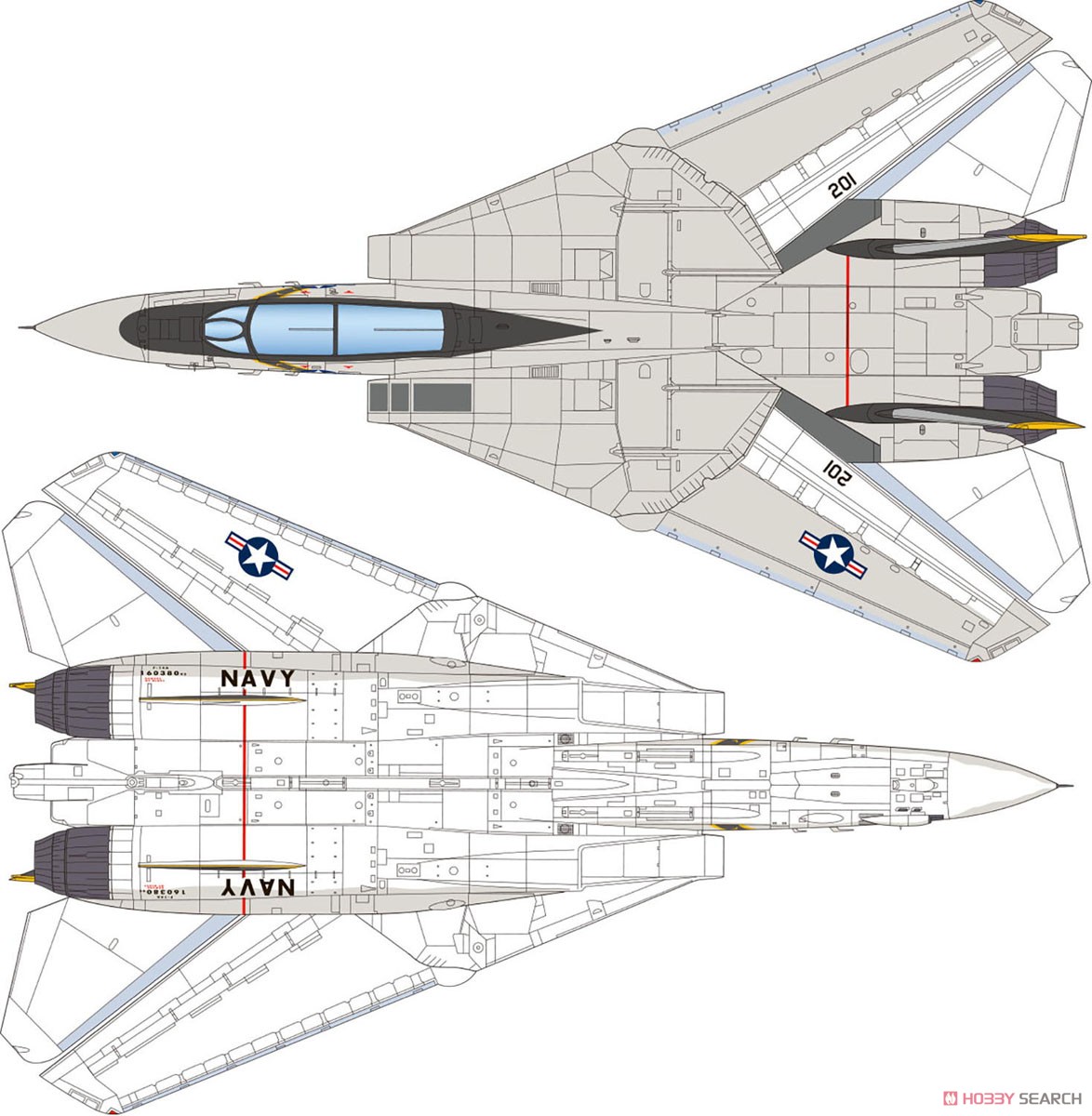 アメリカ海軍 F-14A トムキャット ジョリーロジャース (70`s VF-1,VF-2,VF-84) (プラモデル) 塗装2