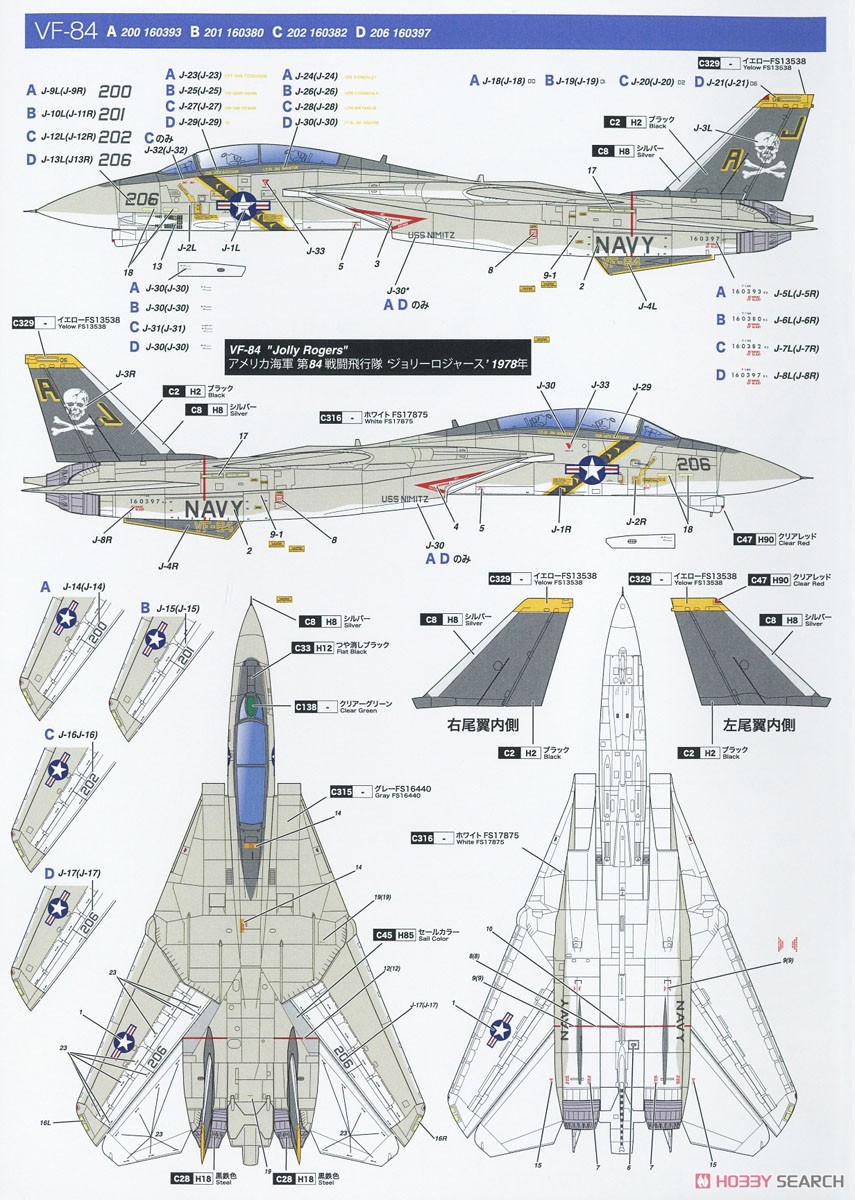 アメリカ海軍 F-14A トムキャット ジョリーロジャース (70`s VF-1,VF-2,VF-84) (プラモデル) 塗装6