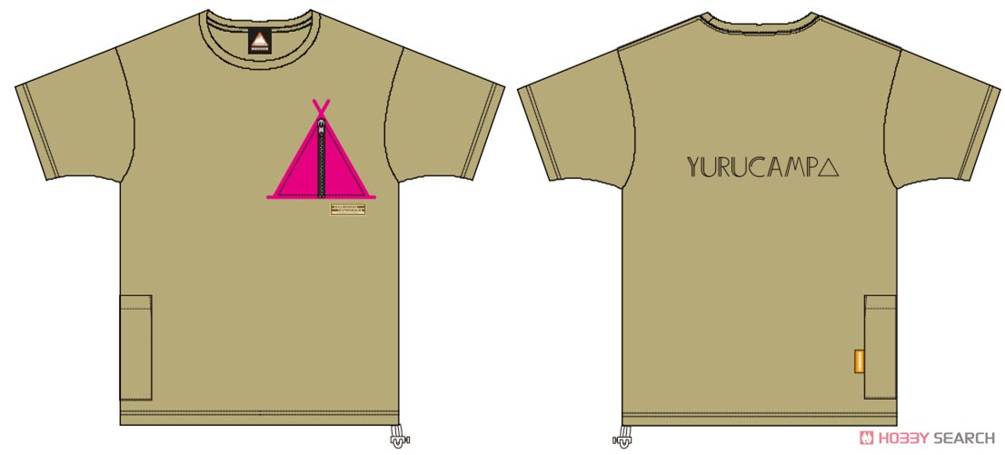 Laid-Back Camp Wilderness Experience Collabo Tent Pocket T-Shirt M Beige (Anime Toy) Item picture1