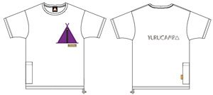 Laid-Back Camp Wilderness Experience Collabo Tent Pocket T-Shirt M White (Anime Toy)