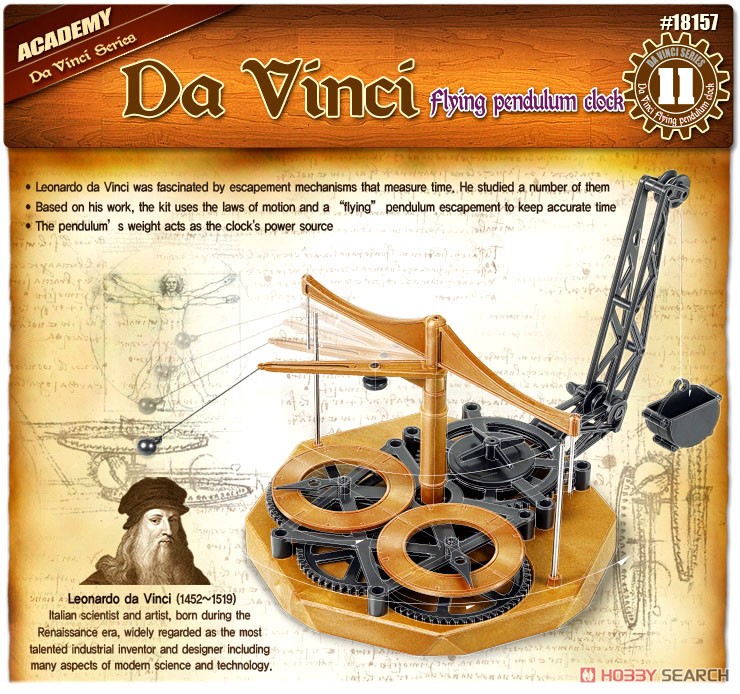 Da Vinci Flying Pendulum Clock (Plastic model) Package1