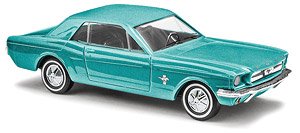 (HO) Ford Mustang Coupe Metallic Turquoise 1964 (Diecast Car)