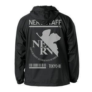 Evangelion NERV Hooded Windbreaker Black x White XL (Anime Toy)