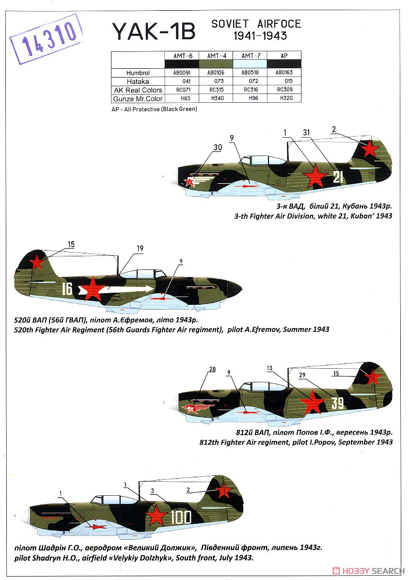 ヤコヴレフ Yak-1b 「緑・黒迷彩」 (2キット入り) (プラモデル) 塗装4
