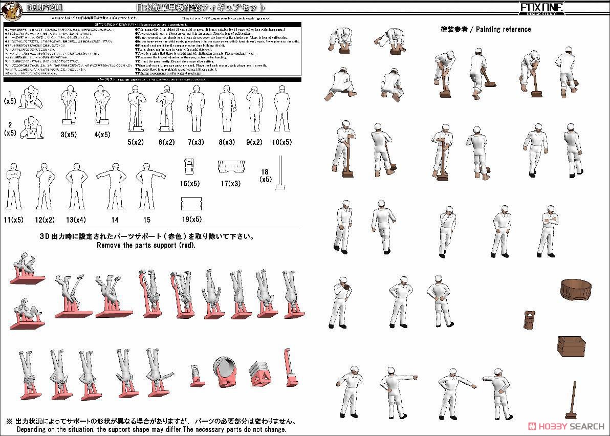 日本海軍 甲板作業 フィギュアセット (50体入) (プラモデル) その他の画像1