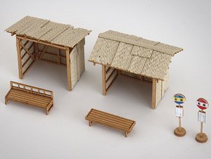 (N) 待合小屋 2種セット 標柱付き [1/150・未塗装] (組み立てキット) (鉄道模型)