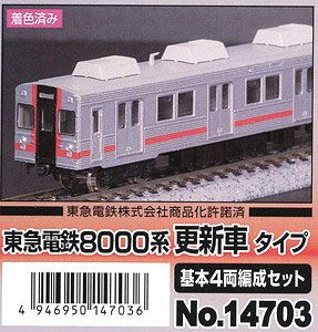着色済み 東急電鉄 8000系 更新車タイプ 基本4両編成セット (基本・4両・組み立てキット) (鉄道模型)