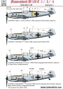 WW.II ドイツ空軍 メッサーシュミット Bf109 E-1/3/4 パート1 デカール (デカール)
