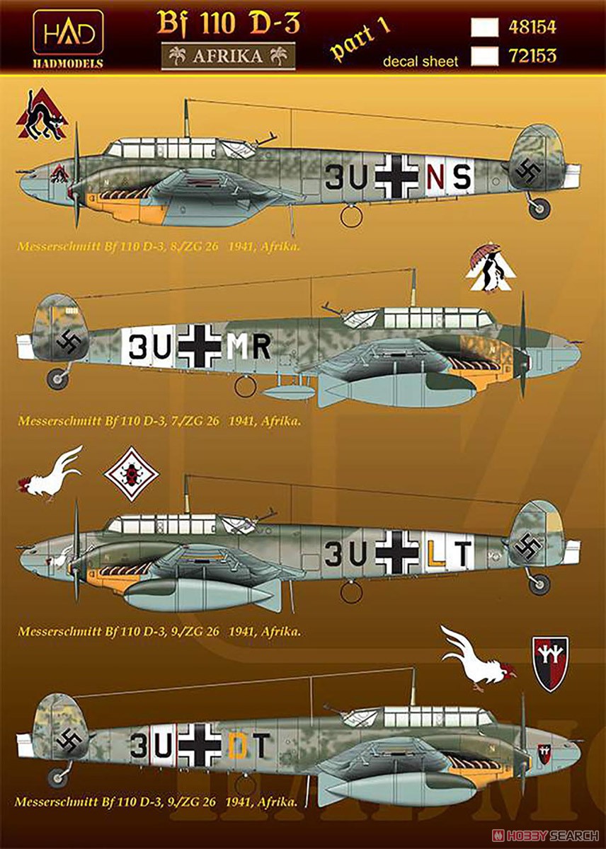 WW.II ドイツ空軍 メッサーシュミット Bf-110 D-3/E-2 `アフリカ` パート1 デカール (デカール) その他の画像1
