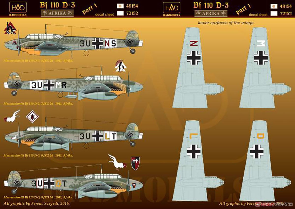 WW.II ドイツ空軍 メッサーシュミット Bf-110 D-3/E-2 `アフリカ` パート1 デカール (デカール) その他の画像2