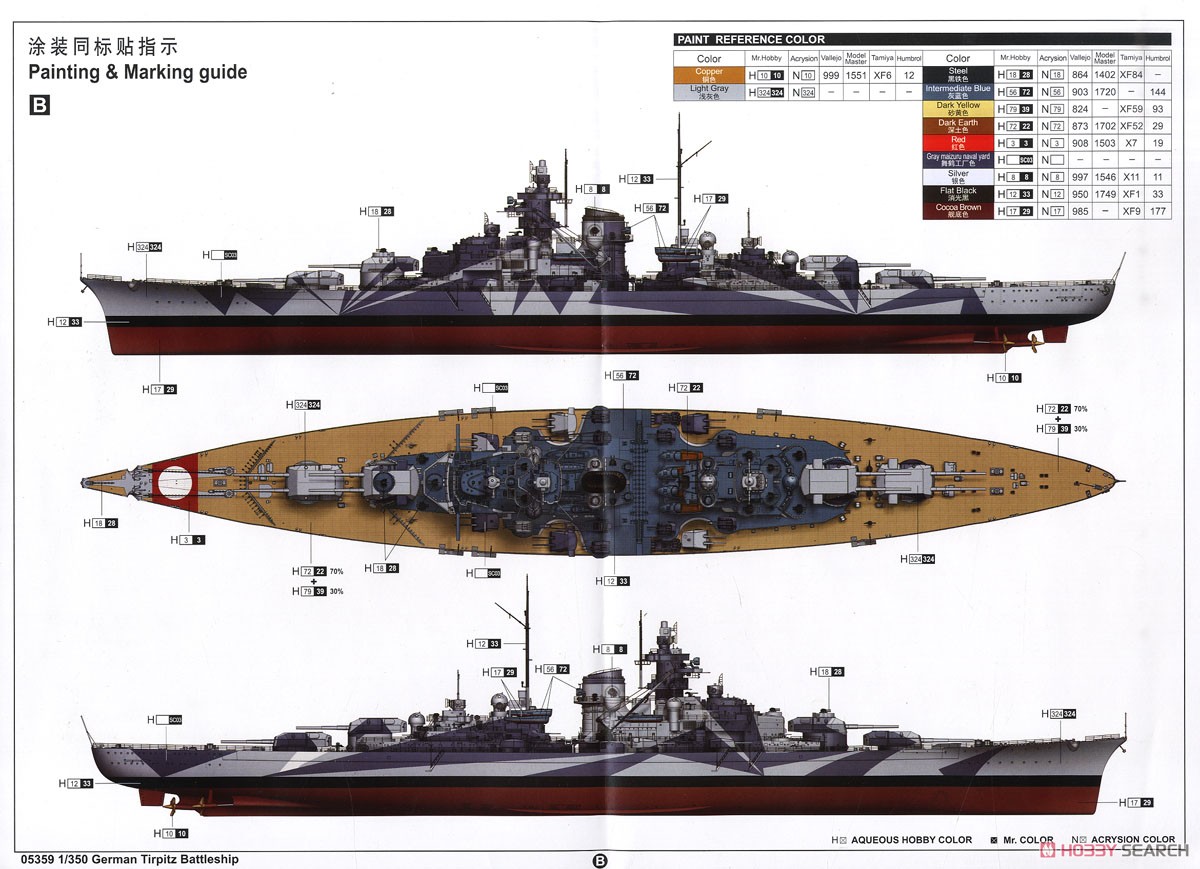 ドイツ海軍戦艦 ティルピッツ (プラモデル) 塗装4