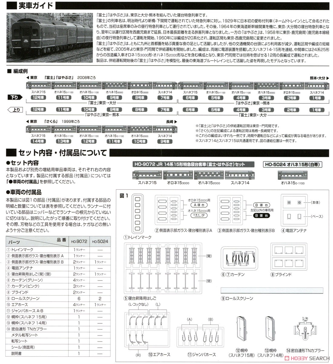16番(HO) JR 14系15形 特急寝台客車 (富士・はやぶさ) セット (4両セット) (鉄道模型) 解説3