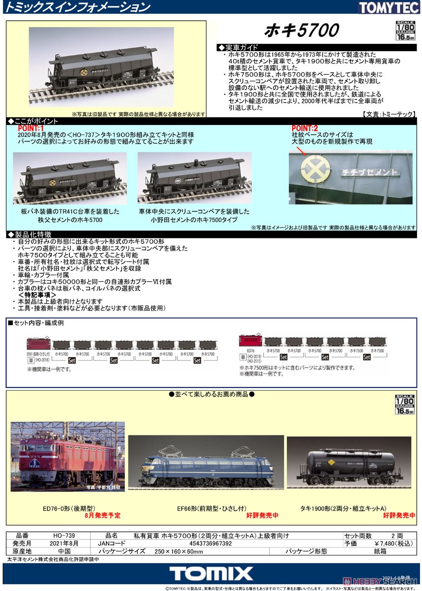 16番(HO) 私有貨車 ホキ5700形 (2両入・組立キットA) (組み立てキット) (鉄道模型) 解説1