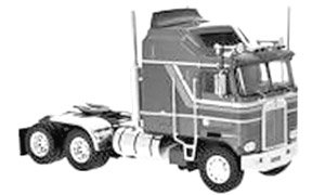 (HO) Kenworth K 100 Aerodyne 1976 Metallic Gray / Blue (Model Train)