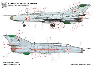 Hungarlan MiG-21UM Stencil (Decal)