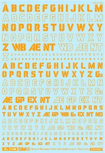 1/144 GM Font Decal No.3 [Military Stencil & Line Shape / Alphabet] Orange (Material)