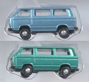 (N) VW T3 (青・緑) (2台セット) [VW T3 Set Metallic Serie (Blue, Green)] (鉄道模型)