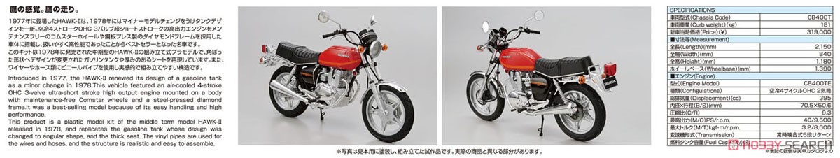 ホンダ CB400T HAWK-II `78 (プラモデル) その他の画像2