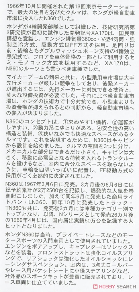 ホンダ N360(NI) `レース仕様 パート2` (プラモデル) 解説1