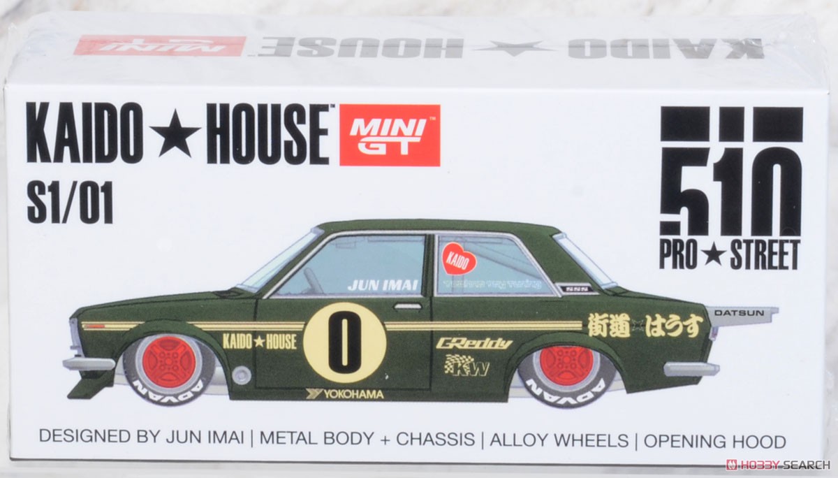 ダットサン 510 プロストリート OG グリーン KAIDO HOUSE (左ハンドル) (ミニカー) パッケージ1