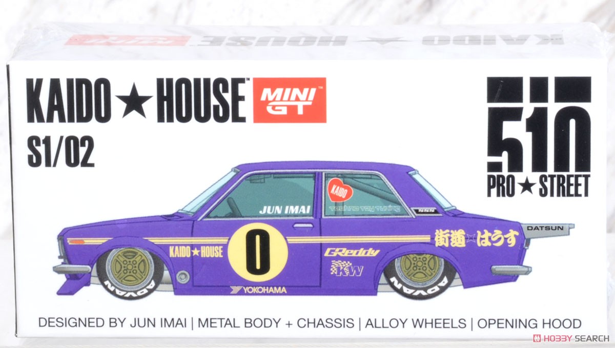 ダットサン 510 プロストリート OG パープル KAIDO HOUSE (左ハンドル) (ミニカー) パッケージ1