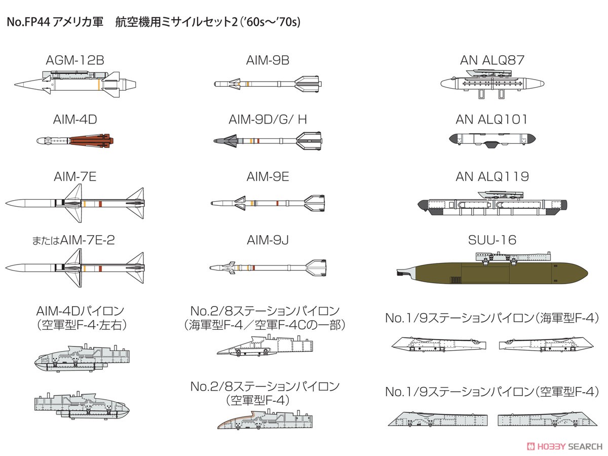 アメリカ軍 航空機用ミサイル セット2 (`60s～`70s) (プラモデル) その他の画像1