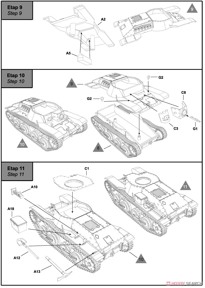 IJA Type95 Light Tank `Ha-Go` (Plastic model) Assembly guide3