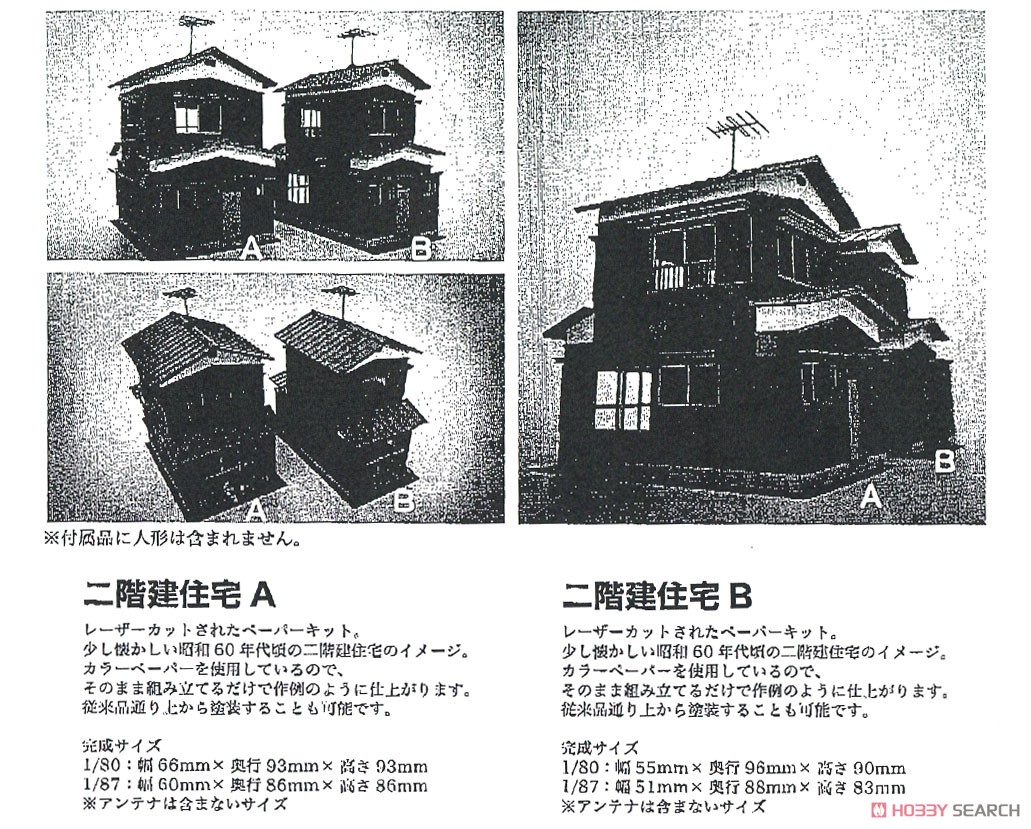 16番(HO) 二階建住宅A 1/80 (組み立てキット) (鉄道模型) その他の画像4