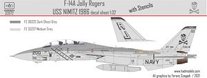 F-14A VF-84 Jolly Rogers Low Visibility USS Nimitz 1986 Decal Sheet (Decal)