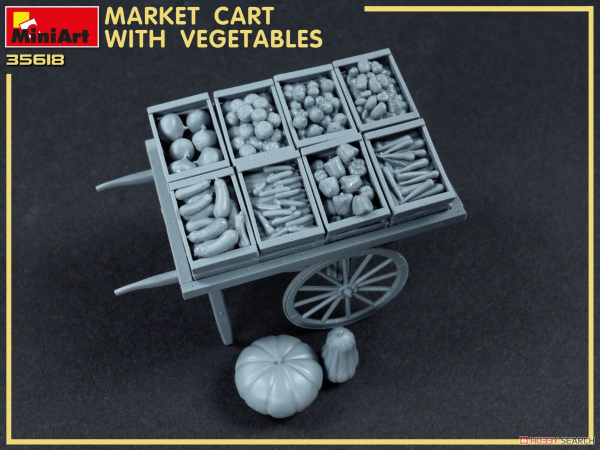 市場のカートと野菜セット (プラモデル) 商品画像1