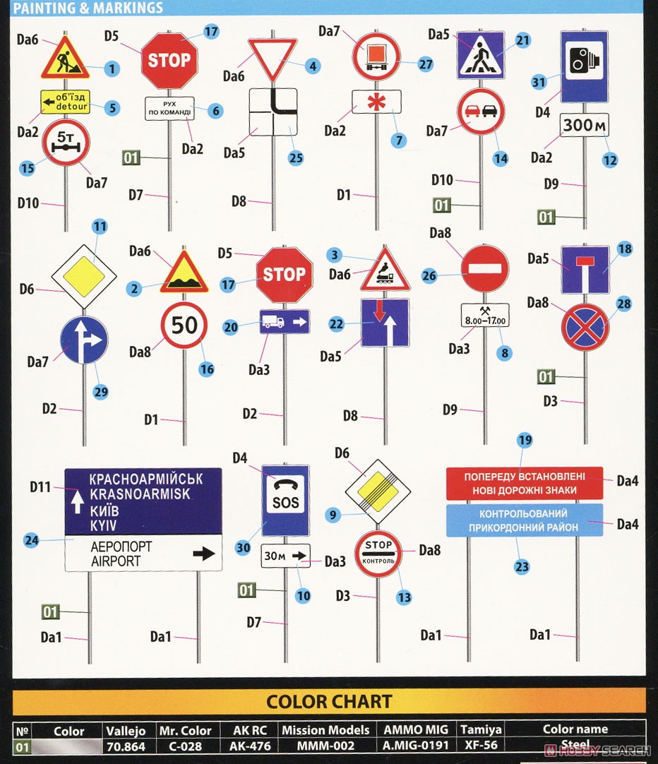 Traffic Signs. Ukraine 2010`s (Plastic model) Color1