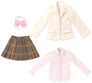 45 Blazer Uniform Set (Ivory x Brown Check) (Fashion Doll)