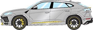 Lamborghini URUS Graphite Capsule 2020 Grigio Ninbus (Matte Silver / Yellow Accent) (Diecast Car)