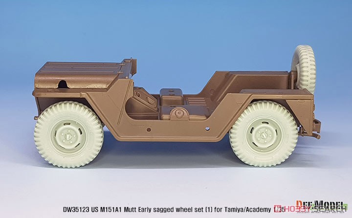 ベトナム戦争 米陸軍M151A1初期型自重変形タイヤセット1 ブロックタイヤ仕様Fサスパーツ付 (タミヤ/アカデミー用) (プラモデル) その他の画像8