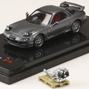 Mazda RX-7 (FD3S) Spirit R Type A with Engine Display Model Titanium Gray Metallic (Diecast Car)