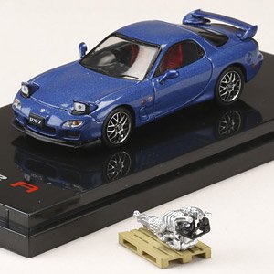 Mazda RX-7 (FD3S) Spirit R Type A with Engine Display Model Innocent Blue Mica (Diecast Car)